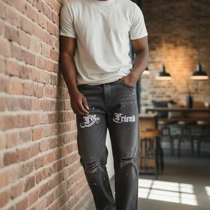 Men's Black Distressed Jeans